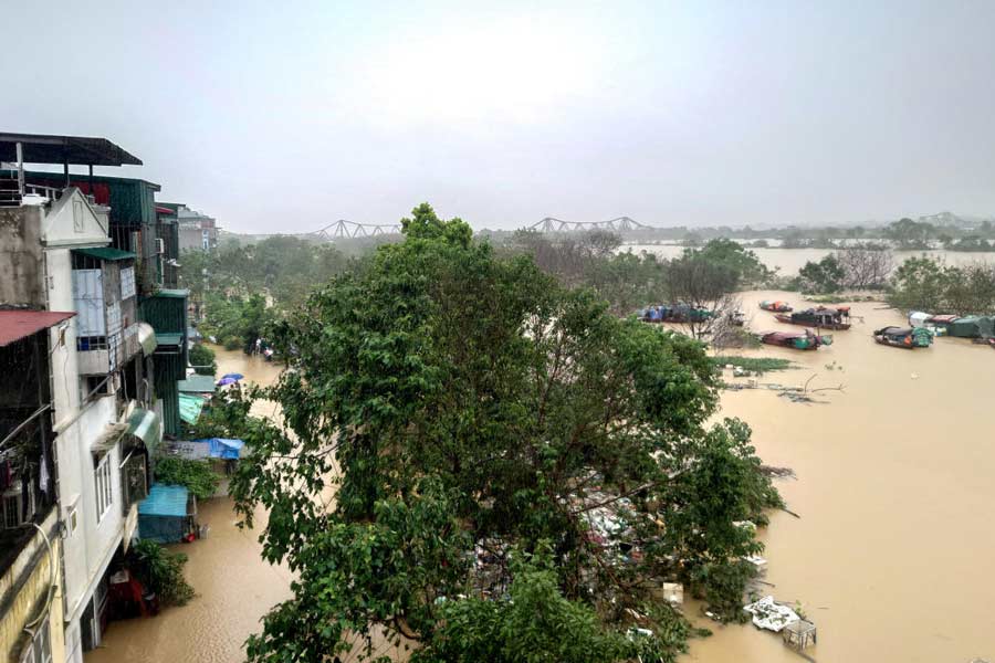 A generic view of a flooded street following the impact of Typhoon Yagi, in Hanoi, Vietnam, September 11, 2024