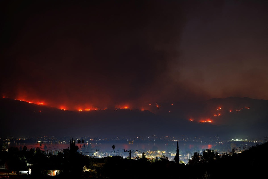 The Airport Fire burns along the hillside in Lake Elsinore, California, U.S.