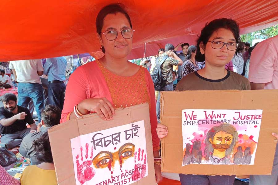 Dr Sanchali Chakraborty (right) with her college friend