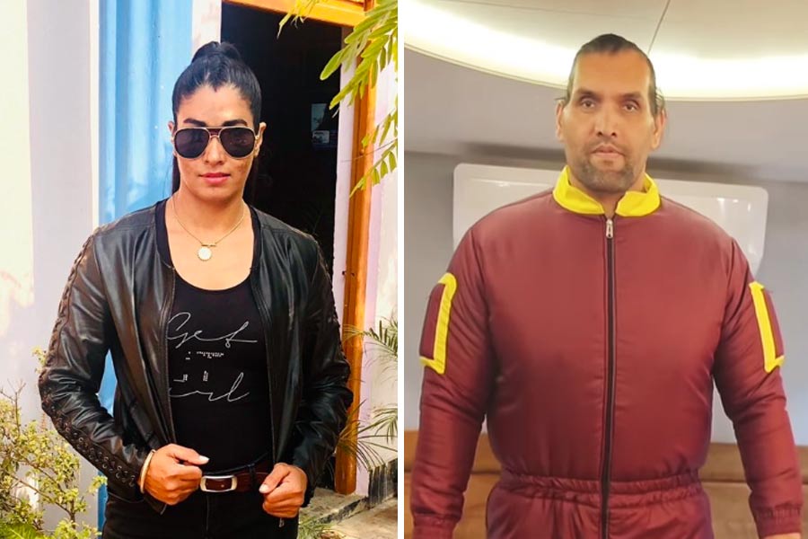 Kavita Dalal (left), The Great Khali (right)