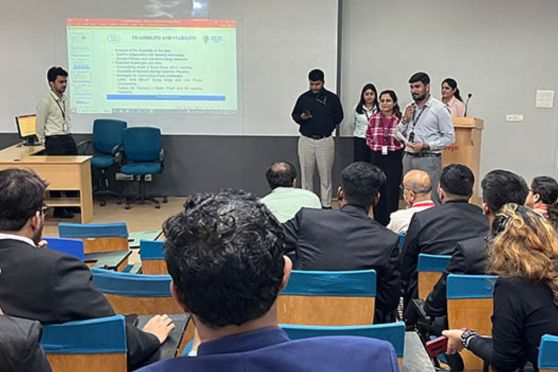 Students of GBS presenting their innovative ideas at the Internal Hackathon 2024