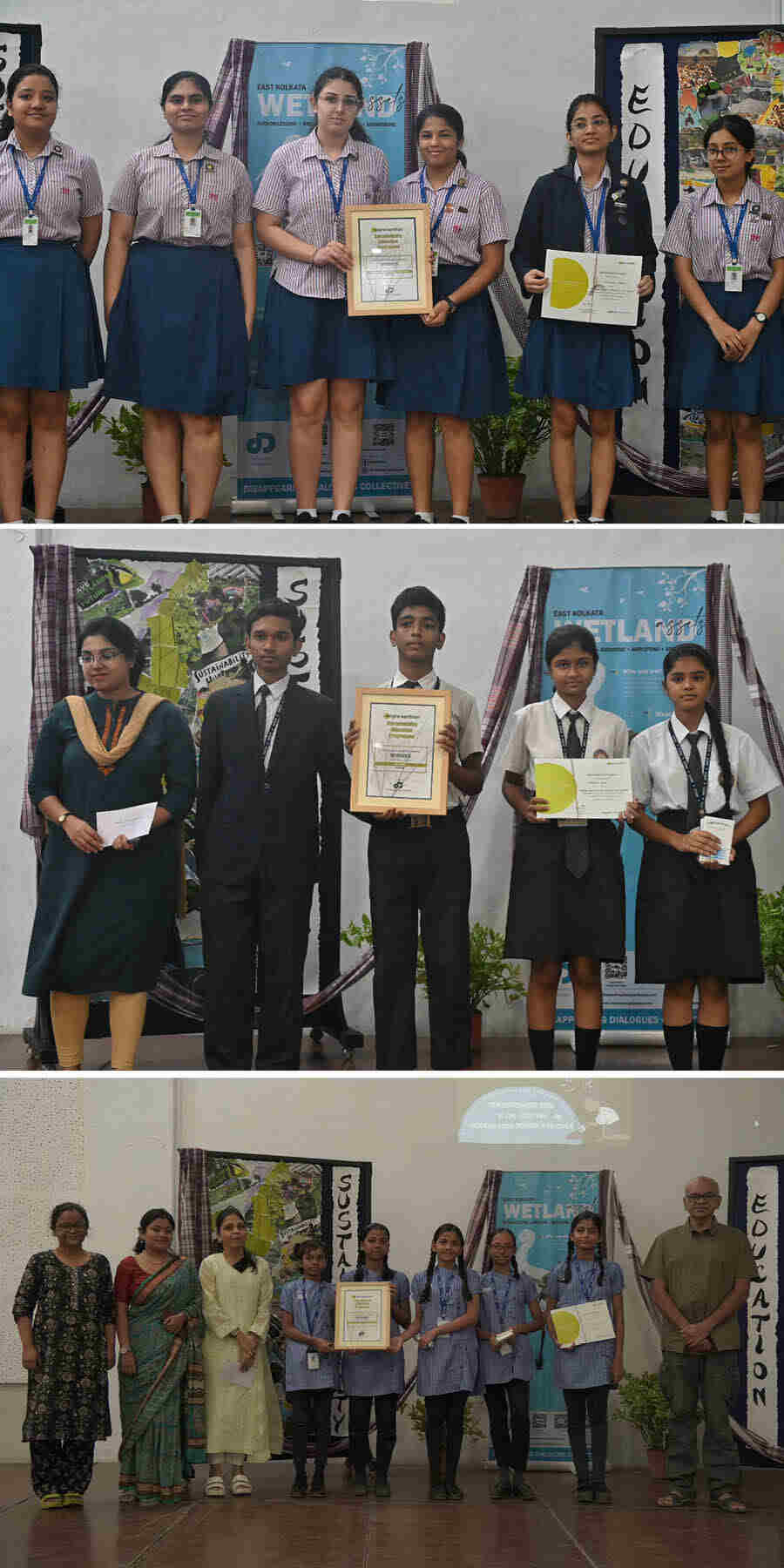 Students from (top) Modern High School for Girls, (middle) Mahavir Institute of Education and Research, and (above) Ek Tara won Regional Awards for their work  