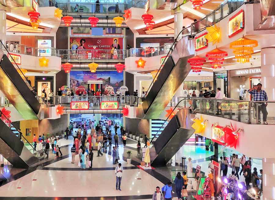 South City Mall wears a festive look on Saturday with less than a month left for Durga Puja to start