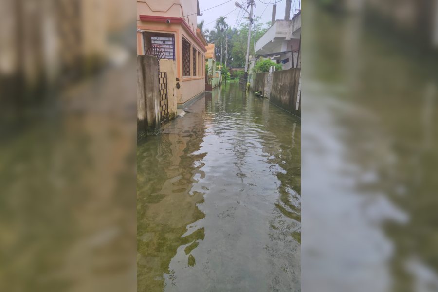 A waterlogged road in Behala