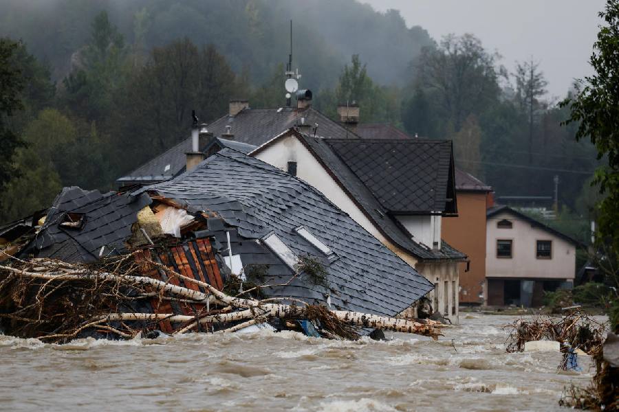 A view of a destroyed house, in the aftermath of flooding following heavy rainfalls, in Jesenik, Czech Republic, September 16, 2024.