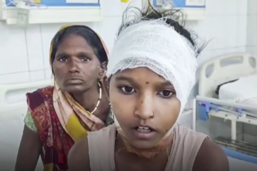 An 11-year-old girl speaks to the media while undergoing treatment after being attacked by a wolf, in Bahraich, Wednesday, Sept 11, 2024