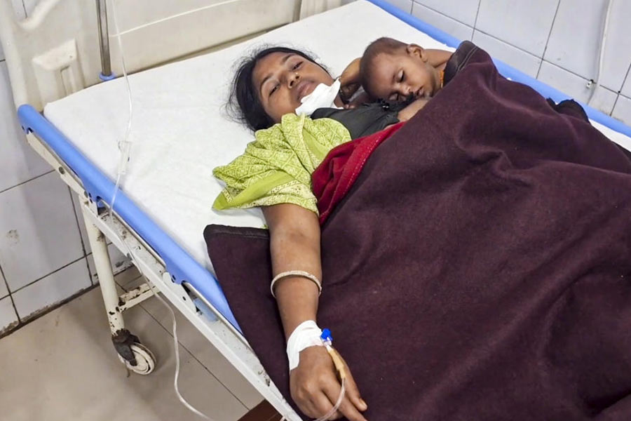 A woman who survived a wolf attack being treated at a hospital, in Bahraich district, Uttar Pradesh, Friday, Sept. 13, 2024. 