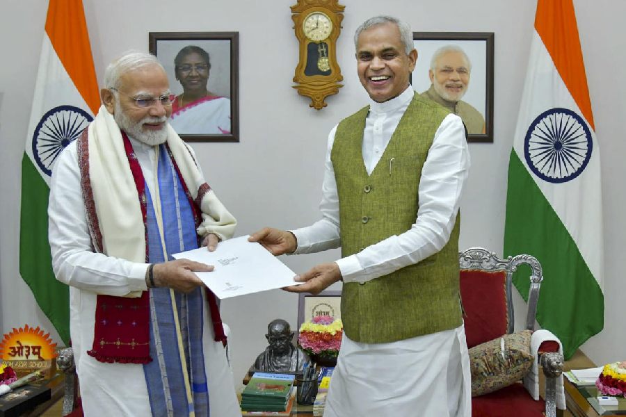 Prime Minister Narendra Modi being greeted by Gujarat Governor Acharya Devvrat on his birthday.