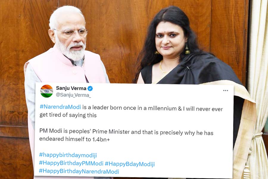 PM Narendra Modi with Sanju Verma