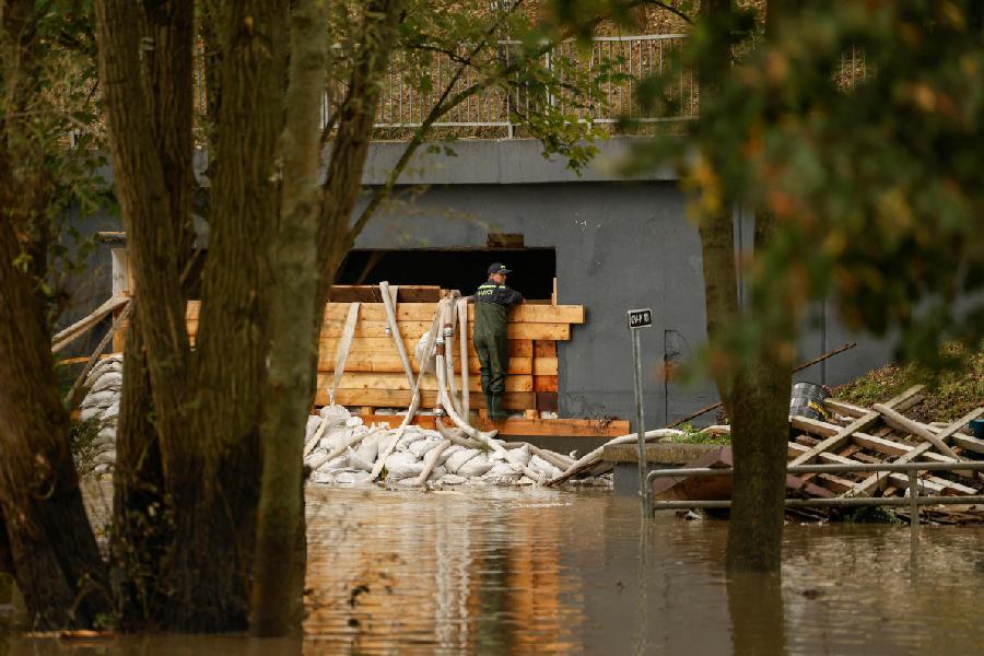 Flooded street following heavy rainfalls in Ostrava, Czech Republic, September 17, 2024.