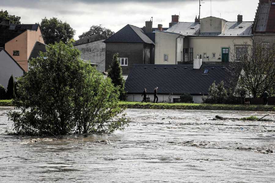 View of Bohumin, Czech Republic, as the border town gets ready for Oder river flooding, as seen from the Polish side in Chalupki, September 15, 2024.
