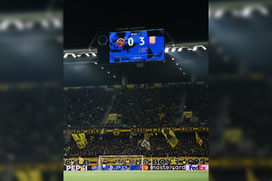 Post match scoreline at the Wankdorf Stadium in Switzerland.