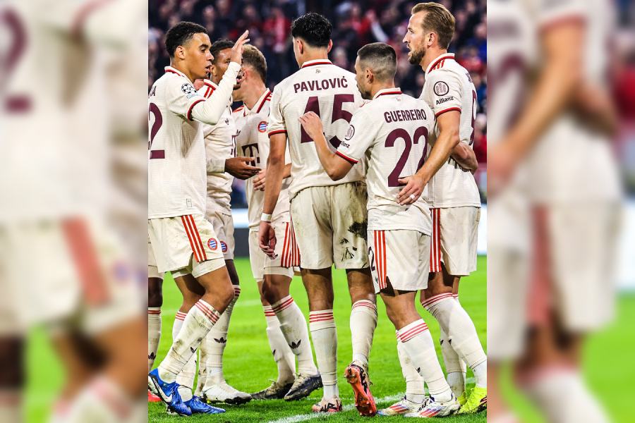 Bayern Munich players after their game against Dinamo Zagreb.