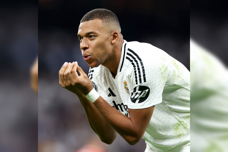 Real Madrid's Kylian Mbappe hit Sergio Ramos' celebration after scoring his first UCL goal for the Los Blancos.