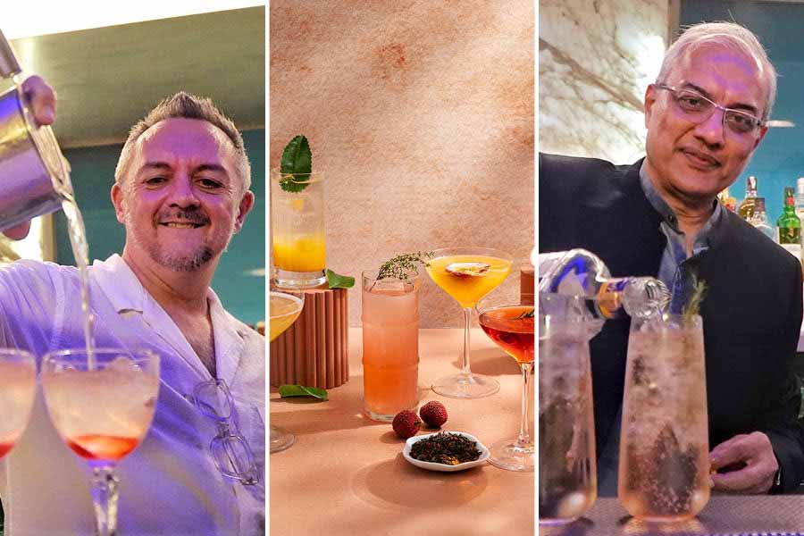 Yauatcha, the dim sum tea house in Kolkata’s Quest Mall, completed 10 years in the city. On the sidelines of the celebrations, the new cocktail menu ‘Asia In A Glass’ was introduced. Chef Shaun Kenworthy and (right) author Aslam Gafoor along with head mixologist Merwyn Alphonso stirred cocktails for the guests at the September 5 get-together