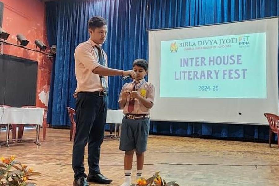 A child performs at the Primary fest at Birla Divya Jyoti