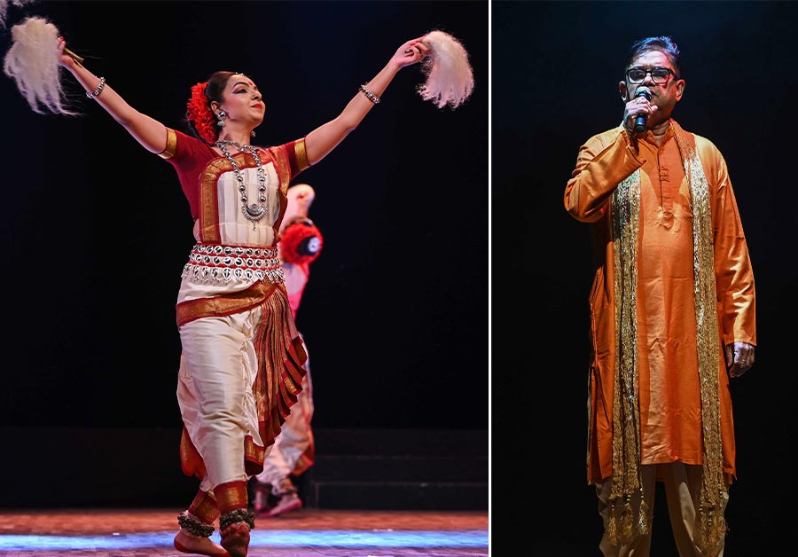 Adding a unique dimension to the event, artiste Ketan Sengupta delivered a live recital of Mahalaya, the revered invocation of Durga. His captivating voice and powerful storytelling immersed the audience in the spiritual essence of Durga Puja