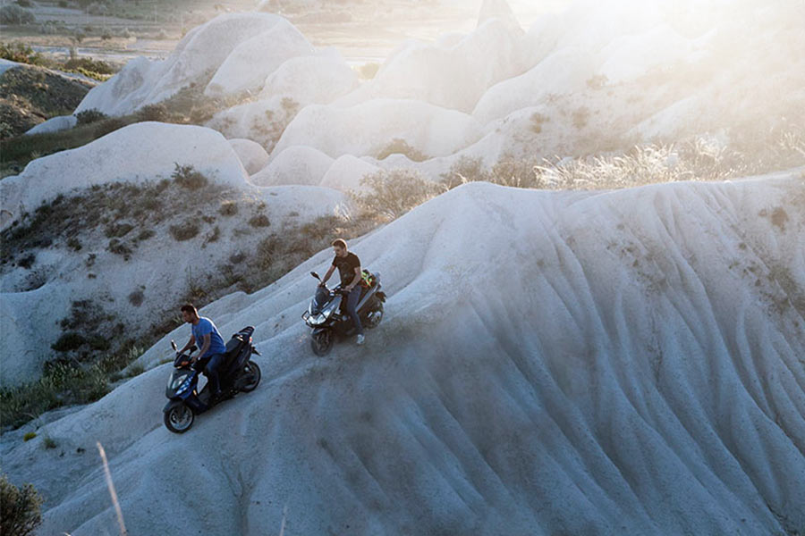 Biking through the rugged landscape