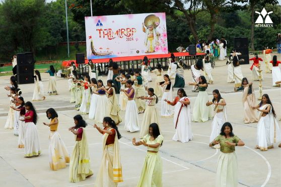 The Onam celebrations at Acharya in 2024 were a grand success, bringing together the campus community in a shared  celebration of tradition and culture. The event not only provided a platform for showcasing Kerala's rich heritage but also  fostered a sense of unity and cultural pride among participants