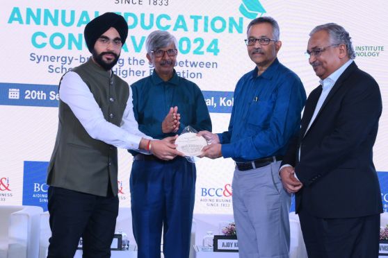 (L-R) Simarpreet Singh, Co-Chairperson, Education Committee, The Bengal Chamber and Director, JIS Group; Prof (Dr) Ajoy Kumar Ray, Director, JIS Institute of Advance Studies & Research; Prof VMSR Murthy, Director, IIEST, Shibpur; Gautam Ray, President, BCC&I & President - Corporate, RPSG Group.