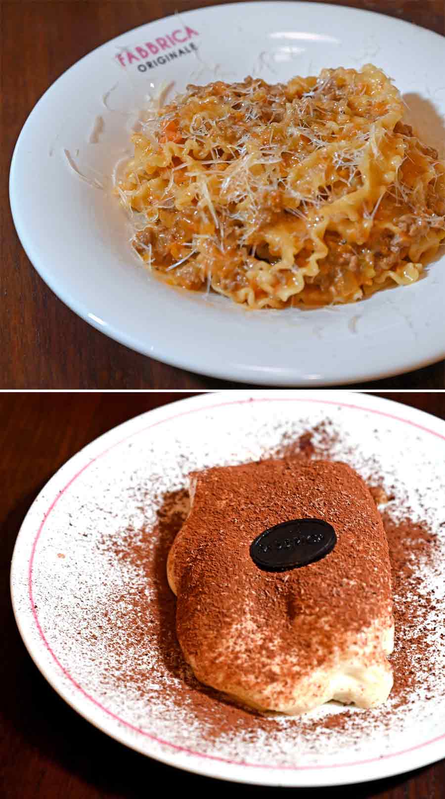 We also indulged in the classic Italian pasta from Emilia-Romagna — Malfaldine Ragù. The hand-rolled Mafaldine pasta was coated with rich ragu sauce and topped with shredded parmesan and parsley. Ending the meal on a sweet note, we tried Fabbrica’s popular melt-in-the-mouth and fluffy Tiramisu 