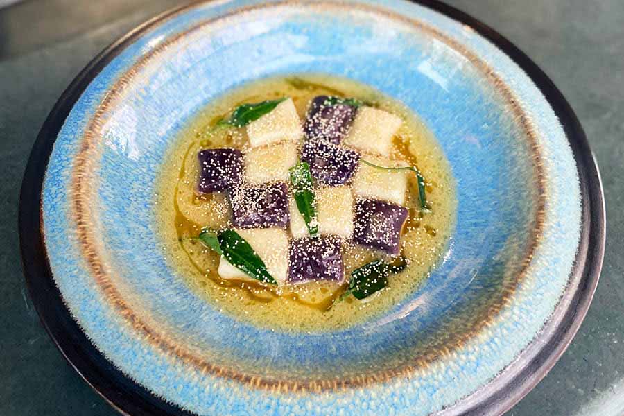 Ranga Aloo Posto Gnocchi in Bonolokkhi Ghee Sauce