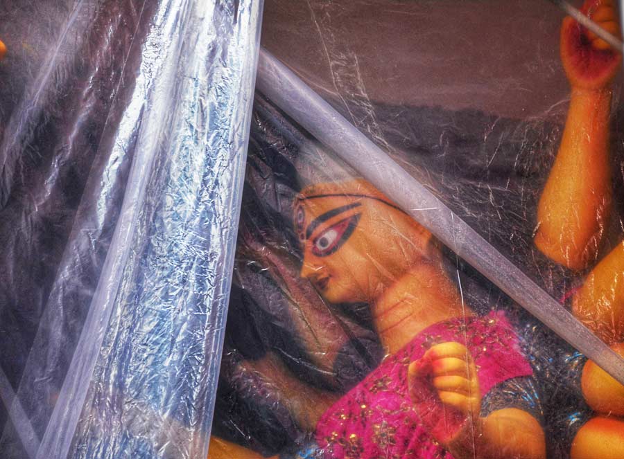 As the cyclonic circulation weakens, the city can only hope for bright days and clear blue sky on the five days of Durga Puja  