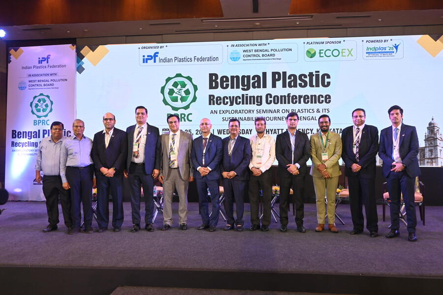 “This conference is a testament to our shared vision of a greener future. West Bengal is uniquely positioned to pioneer recycling innovations and today’s gathering strengthens our resolve to bring these ideas to life,” said Amit Agarwal (fourth from left), vice president, IPF. “Bengal is ready to lead. By bringing fresh ideas and cutting-edge technology to the forefront, we are shaping a new reality for plastics recycling that will leave lasting impacts on the industry and the environment,” noted Devendra Surana (fifth from left), chairperson, Bengal Plastic Recycling Conference