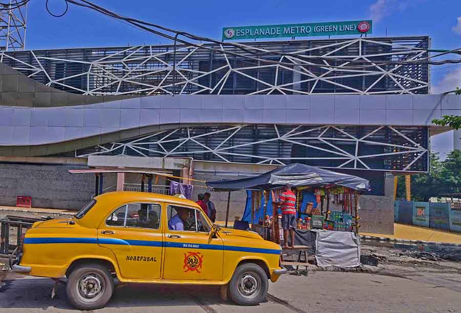 Construction work of Esplanade Metro station (Green Line) has been completed and the outer iron barricades have been removed