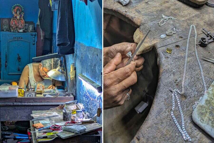 Silver jewellery being made at Garanhata