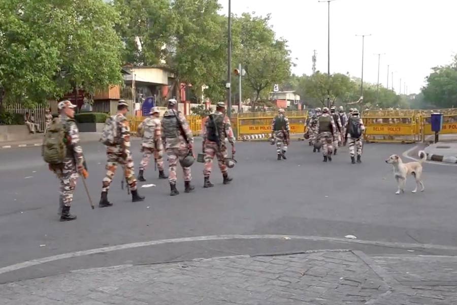 Tight security arrangements near NIA headquarters, in New Delhi, Friday, Apr. 11, 2025. The NIA on Friday took Mumbai attacks mastermind Tahawwur Hussain Rana into 18-day custody, during which he will be questioned in detail to unravel the complete conspiracy behind the deadly 26/11 terror strike. 