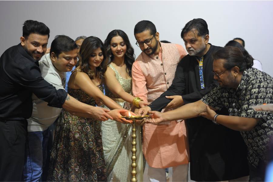 The cast and crew of Killbill Society inaugurated Nazrul Tirtha as the 50th property of SVF Cinemas by lighting a ceremonial lamp.