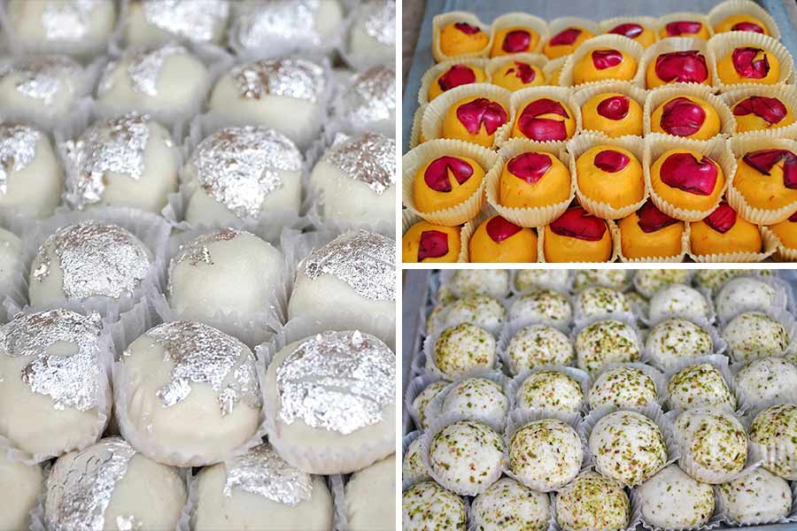 Bhim Nag is another shop that has been sweetening the celebrations of the city with its special offerings. If you are visiting the Bhim Chandra Nag outlet on Nirmal Chandra Street, then don’t miss out on their bestselling sweets like Abar Khabo, Badshah Sandesh and Monohara