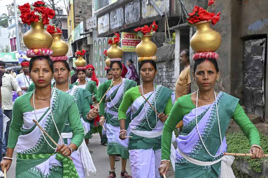 Artists perform amid Bengali New Year celebrations, in Nadia.