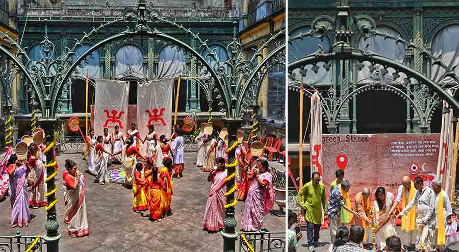 Cultural performances marked the beginning of Poila Baisakh celebrations by Pathuriaghata Panch Palli at the Jadunath Mallick Rajbari in Pathuriaghata  