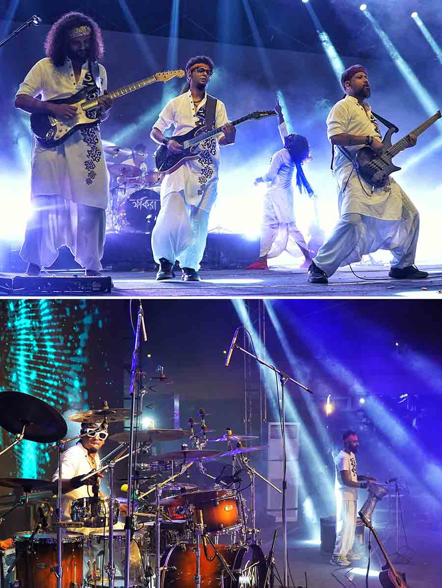 Speaking to My Kolkata before taking centre stage, the band members expressed their joy on performing in front of a packed audience on Nabo Barsho, saying, “It is an honour for us to perform at such a stage that celebrates Bangaliana. To close off an event like Poila Parbon on Bengali New Year is something really special. These kind of events are important for us to connect with the next gen of fans, showing them the beauty of Bangla folk music”