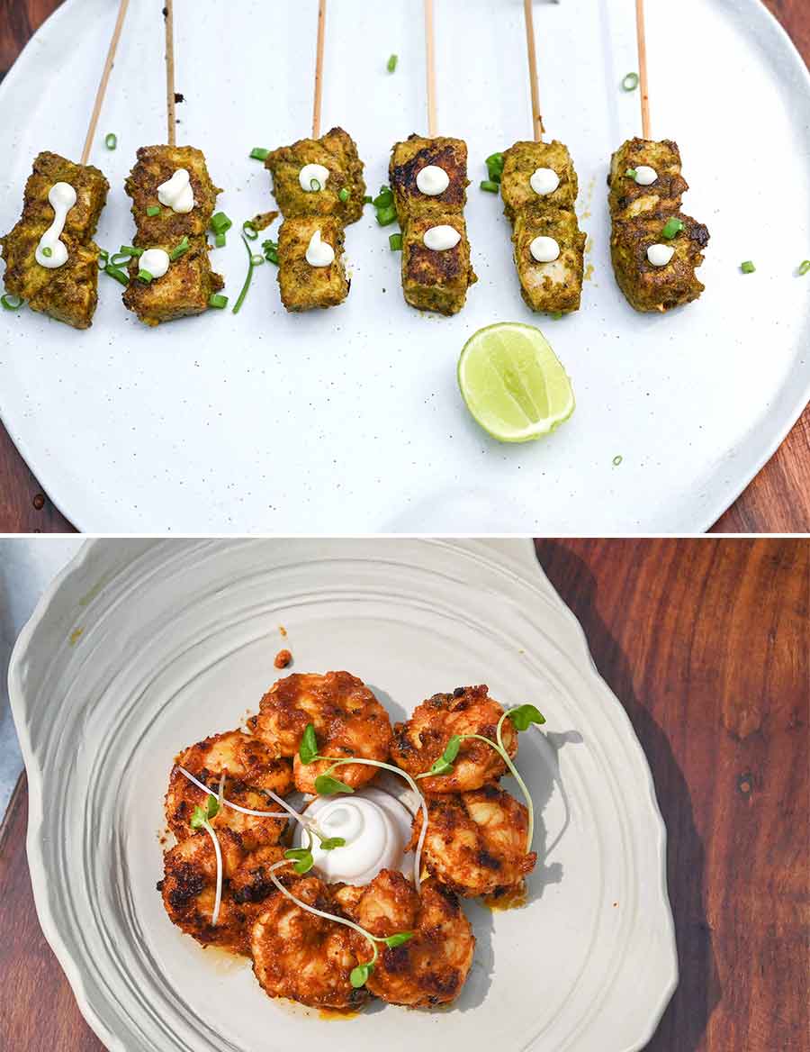 Keeping in mind Kolkatans’ love for seafood, the menu features an array of options like Chermoula fish skewers, Prawn Pil Pil, Ginger Salmon and more