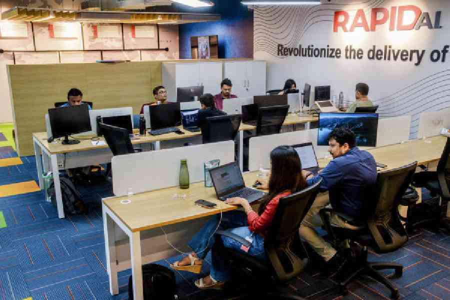 onboard: Employees at the Bengaluru office of RapidAI, a Silicon Valley-based company