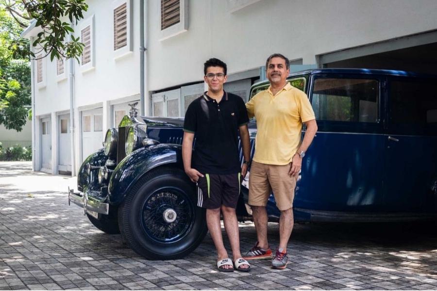 Three’s company: Azam Monem poses by the Rolls with his son Ahmed