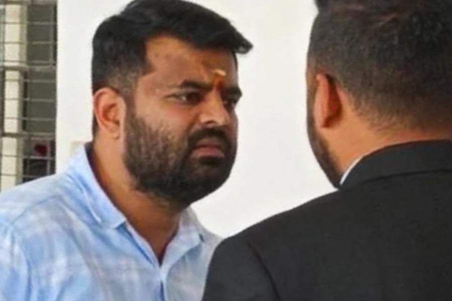 Former MP and suspended JD(S) leader Prajwal Revanna at court premises, in Bengaluru, Friday, Aug. 1, 2025