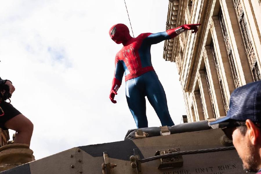 Tom Holland on the set of ‘Spider-Man: Brand New Day’