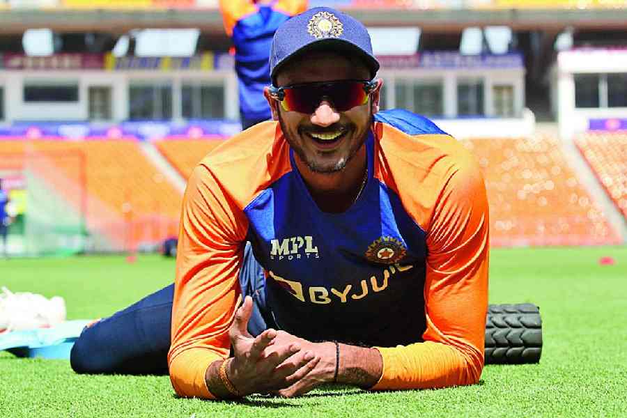 Axar Patel during a training session