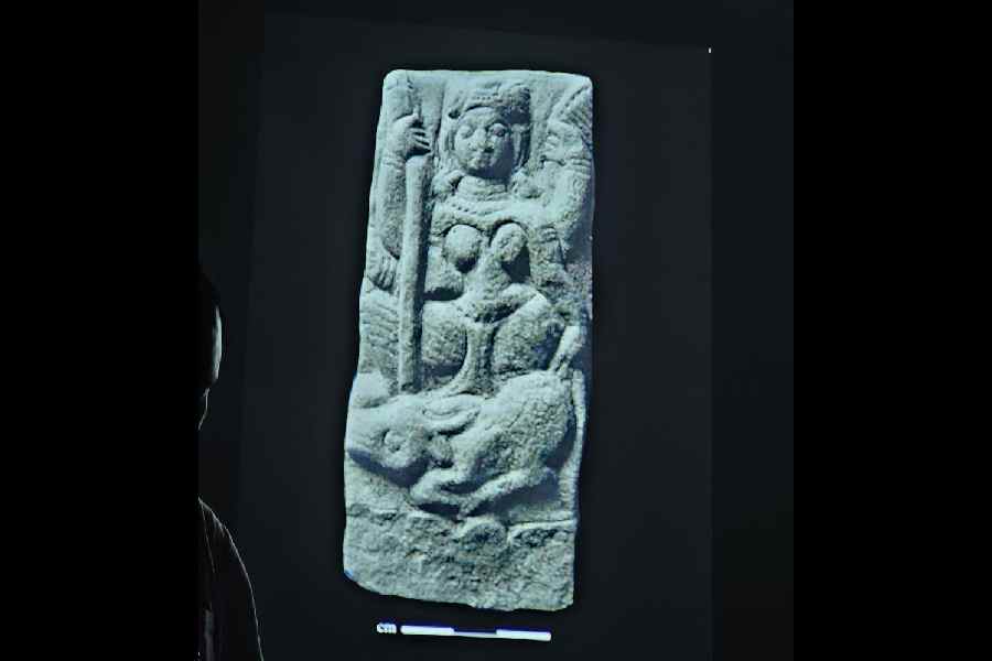 A Mahishasuramardinifigurine recovered fromthe excavation site