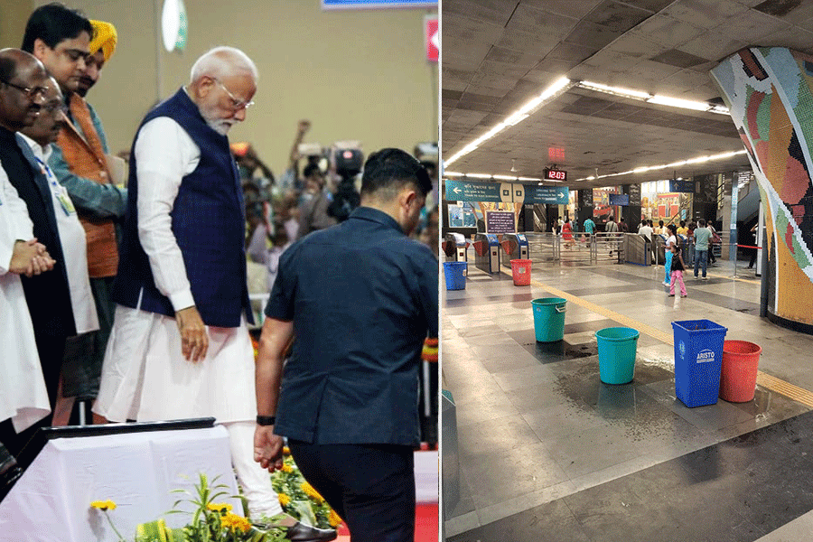 PM Modi is in Kolkata to inaugurate swanky new metro stations but what he will not see are those six dustbins that greet commuters at the Shahid Khudiram metro station.