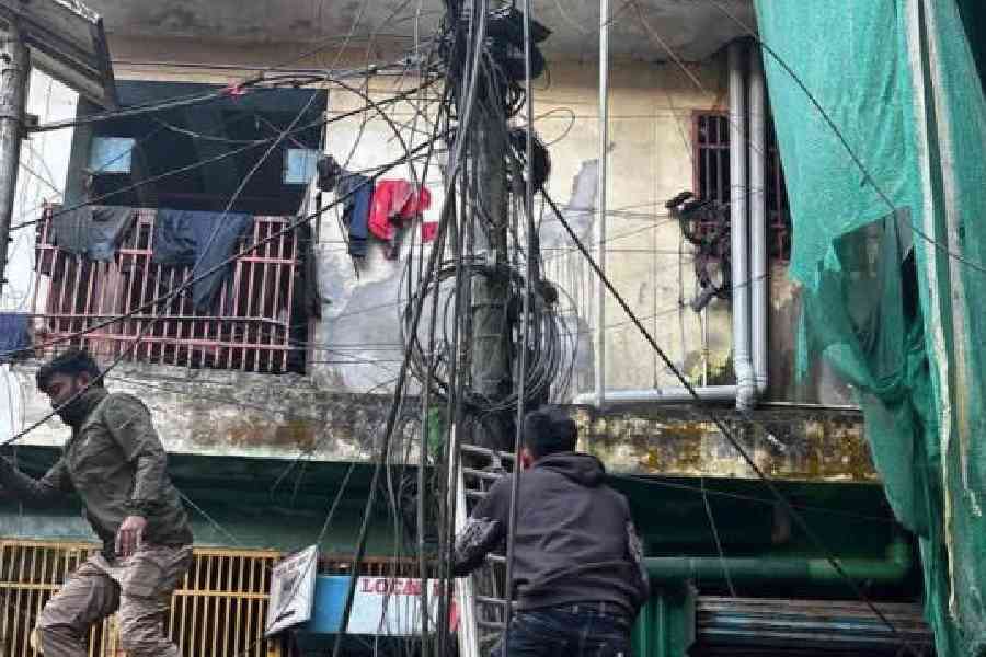 Mission Clean Sky underway in Gangtok on Friday to clear the town of messy overhead wires