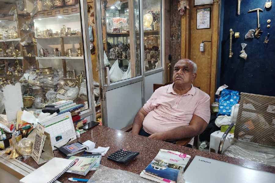 Abhinandan Jain, owner of Jain Metals, one of the oldest retail shops in Moradabad city's Peetal Nagri