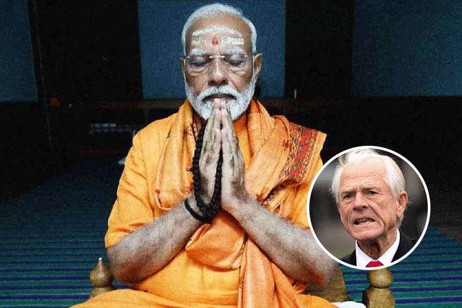 The photograph of Prime Minister Narendra Modi that White House trade adviser Peter Navarro posted at the end of his thread on X