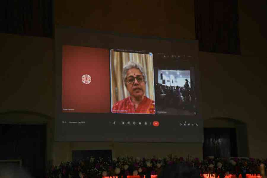 Soumya Swaminathan delivers the 86th Acharya JC Bose Memorial Lecture online on Sunday. Picture by Bishwarup Dutta
