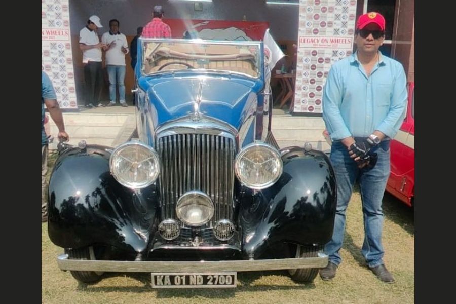 Shrivardhan Kanoria with his vintage Bentley