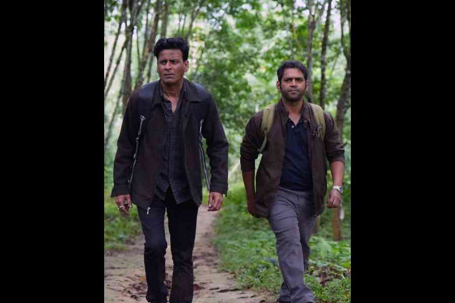 Manoj Bajpayee (left) with Sharib Hashmi in The Family Man Season 3, streaming on Prime Video